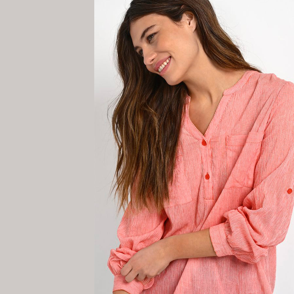 Kavivian Bluse · Hot Coral