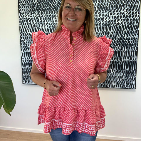 Alfi Bluse · Coral/Gold
