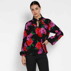 Karosalina bluse · Black/Red/Purple