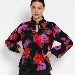 Karosalina bluse · Black/Red/Purple
