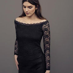 Lacy shoulder bluse · Dark Marine