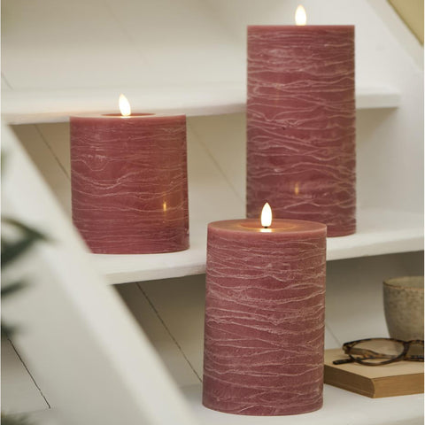 LED bloklys m/varm flamme · Sæt af 3