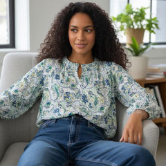 Falula bluse · Offwhite/green