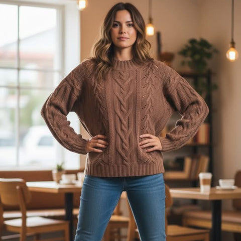 Viola strik bluse · Brown