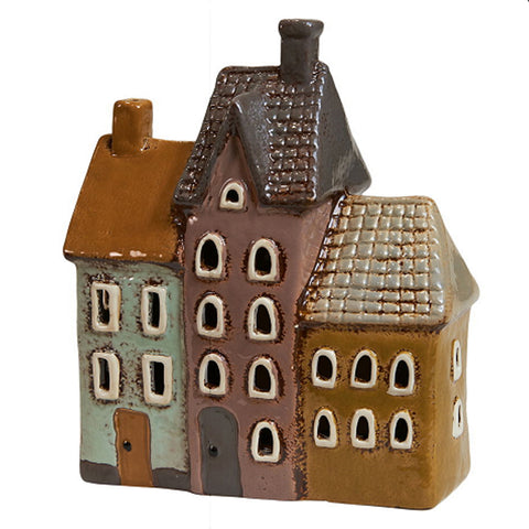 Hus til fyrfad · Aqua/brown/ocher