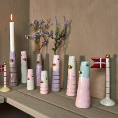 Vase fuglemotiv · Rose/aqua