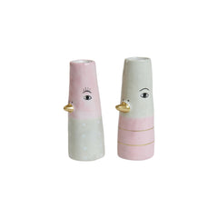 Vase fuglemotiv · Rose/aqua