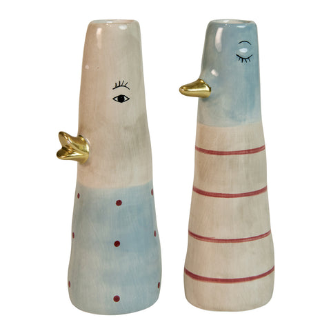Vase fuglemotiv · Blue/red