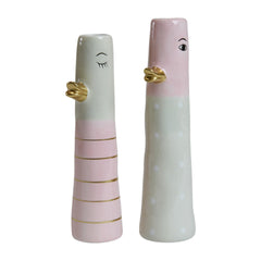Vase fuglemotiv · Rose/aqua