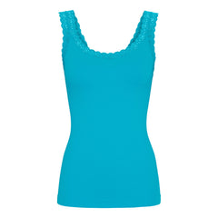 Rib microfiber top · Turchese