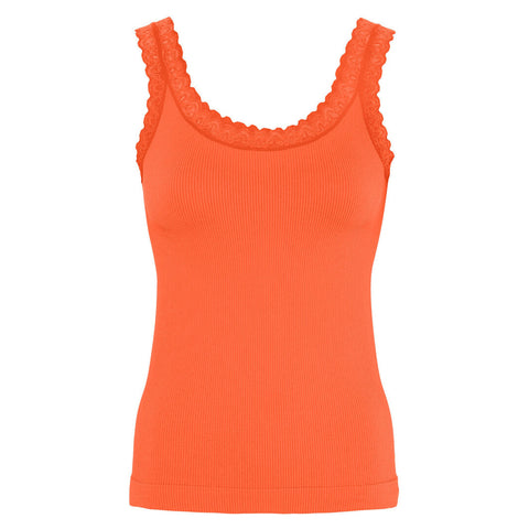 Rib microfiber top · Arancio fluo