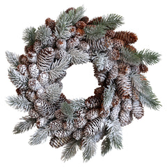 Krans af gran m. kogler og sne