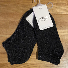 Glitter ankelstrømper · Black