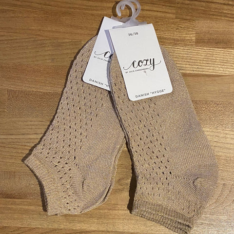 Glitter ankelstrømper · Rose