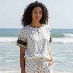 Juline bluse · Offwhite/green