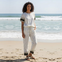 Juline bukser · Offwhite/green