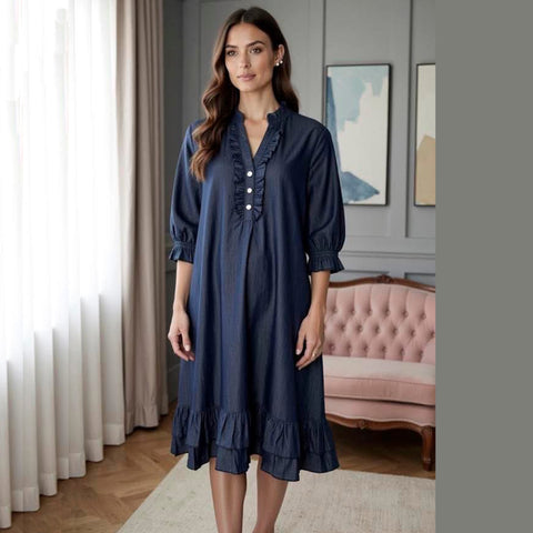 Dina kjole · Denim Blue