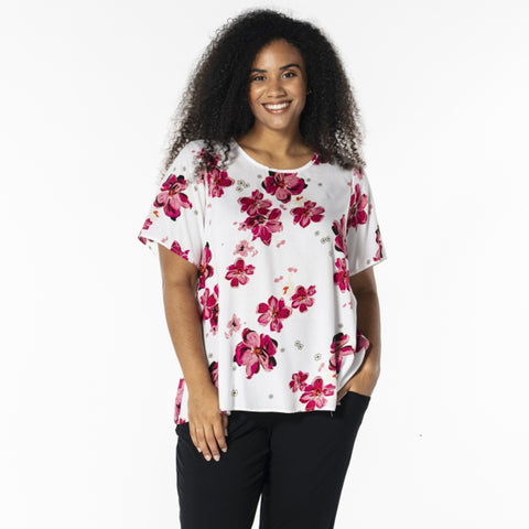 Kimma bluse · White/pink flowers