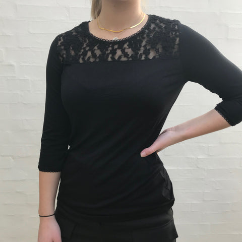 Lacy Cropped bluse · Black