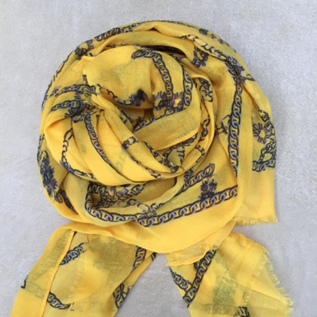 Tørklæde · gult m. print